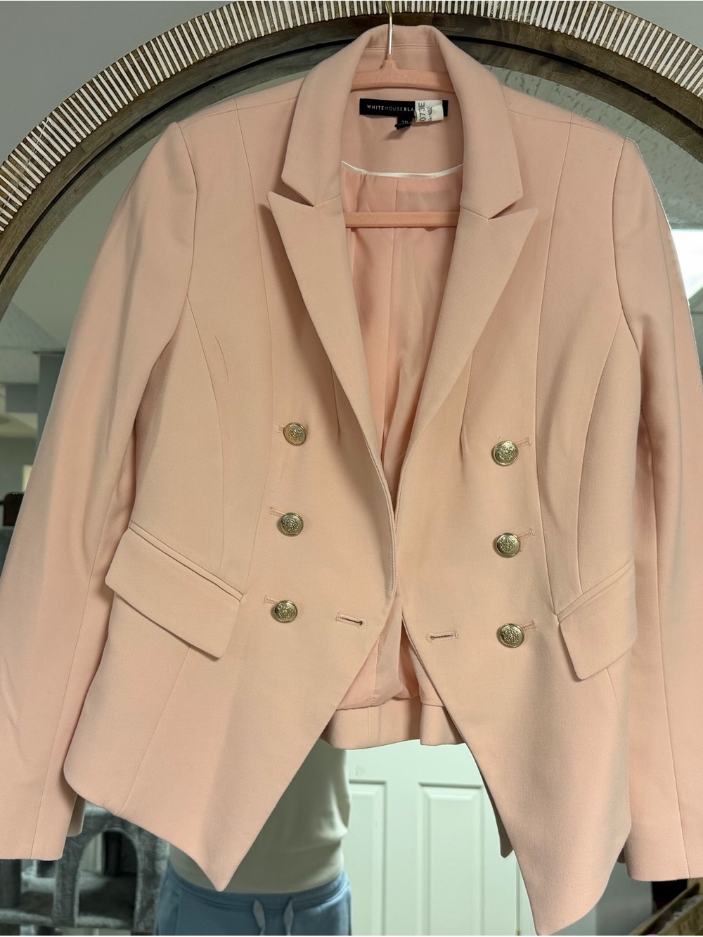 White House Black Market Pale Pink Double-Breasted Blazer